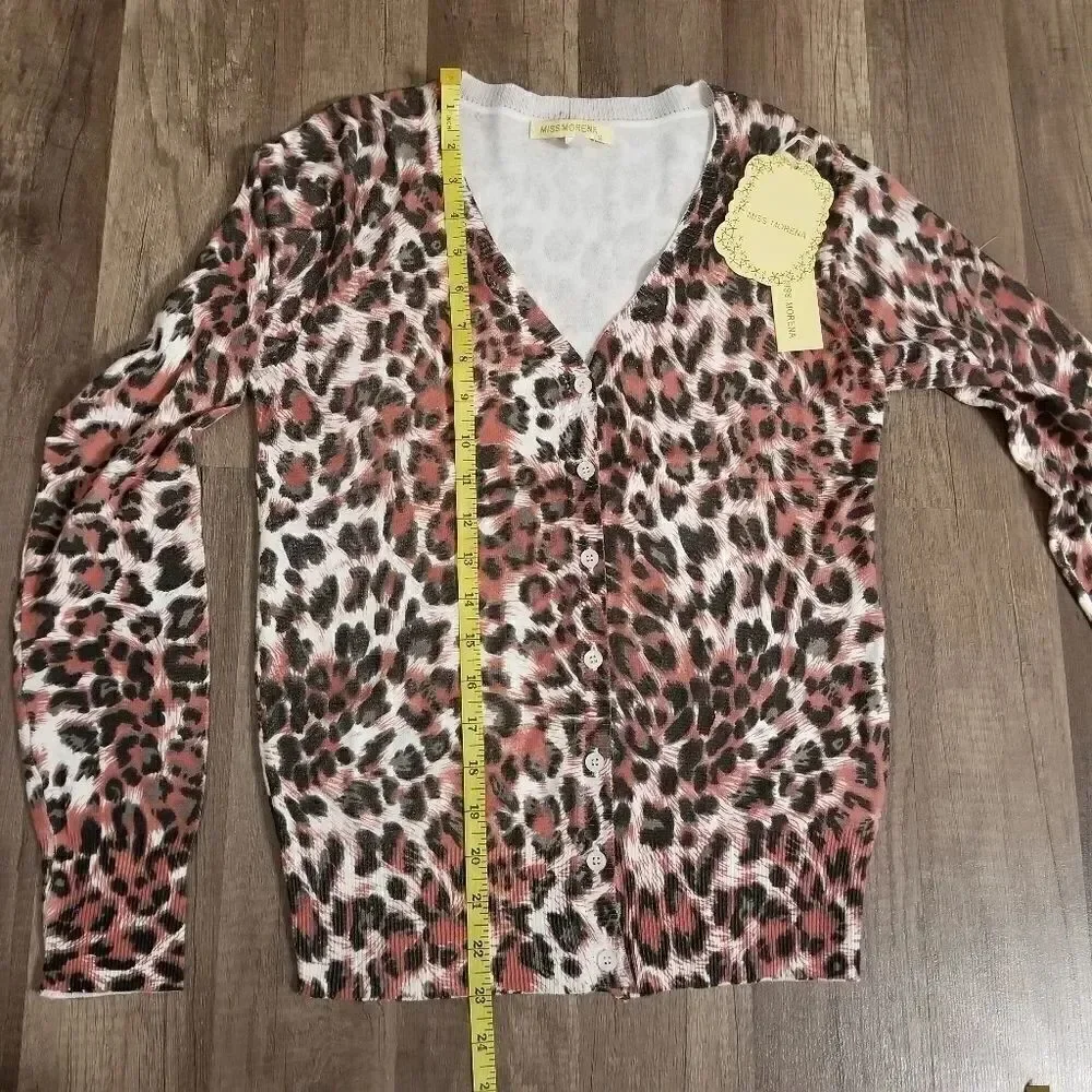 Miss morena animal Print button up cardigan sweater Small